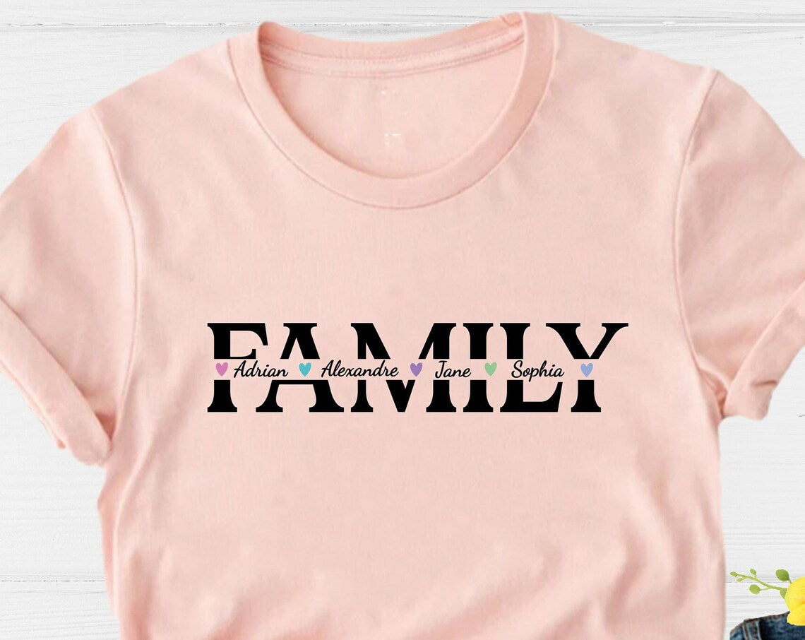 Unisex T-shirt Custom Family Name Shirt, Family With Names Shirt, Customized Family Shirt, Family Name Shirt, Family Trip Shirt, Reunion Shirt