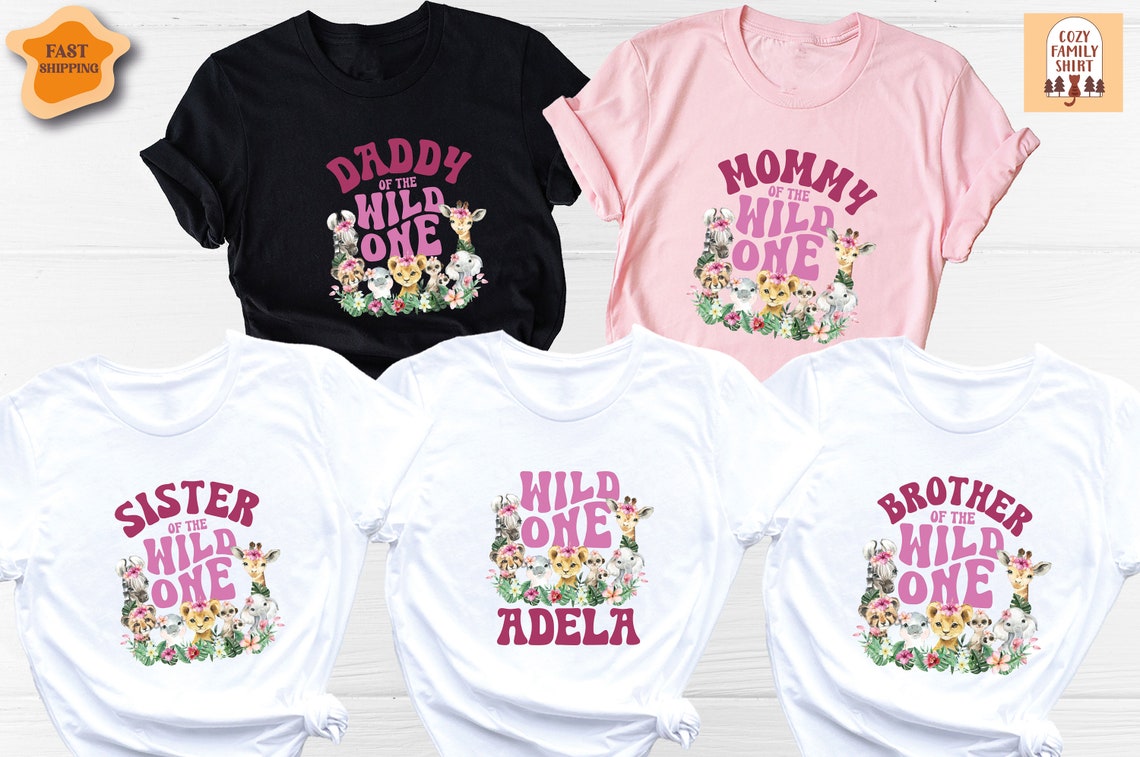 Unisex T-shirt Wild Two Birthday Safari Shirt, Birthday Zoo Jungle Wild Shirts, Family Birthday Wild Shirts, Birthday Safari Shirt, Safari Birthday Party