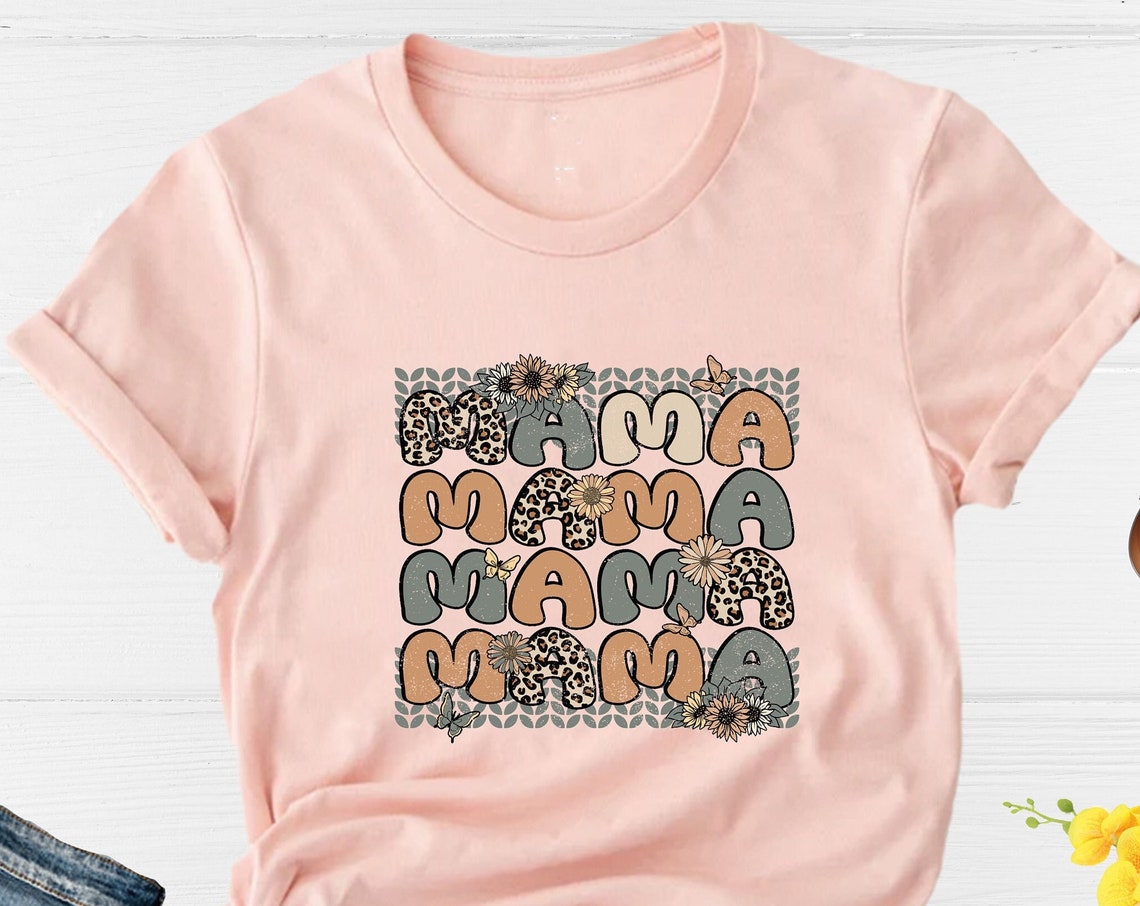 Unisex T-shirt Flower Leopard Mama Shirt, Mom Shirt, Mother Shirt, Mother's Day Shirt, Motherhood Shirt, Cute Mom Shirt, New Mom Shirt, Mother's Day Shirt