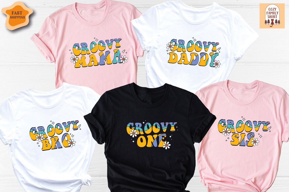 Unisex T-shirt Groovy Mama Shirt, Groovy Daddy Shirt, Groovy Bro Shirt, Groovy Sis Shirt, Hippie Flower Power, Groovy Vibes Shirt, Custom Family Shirt