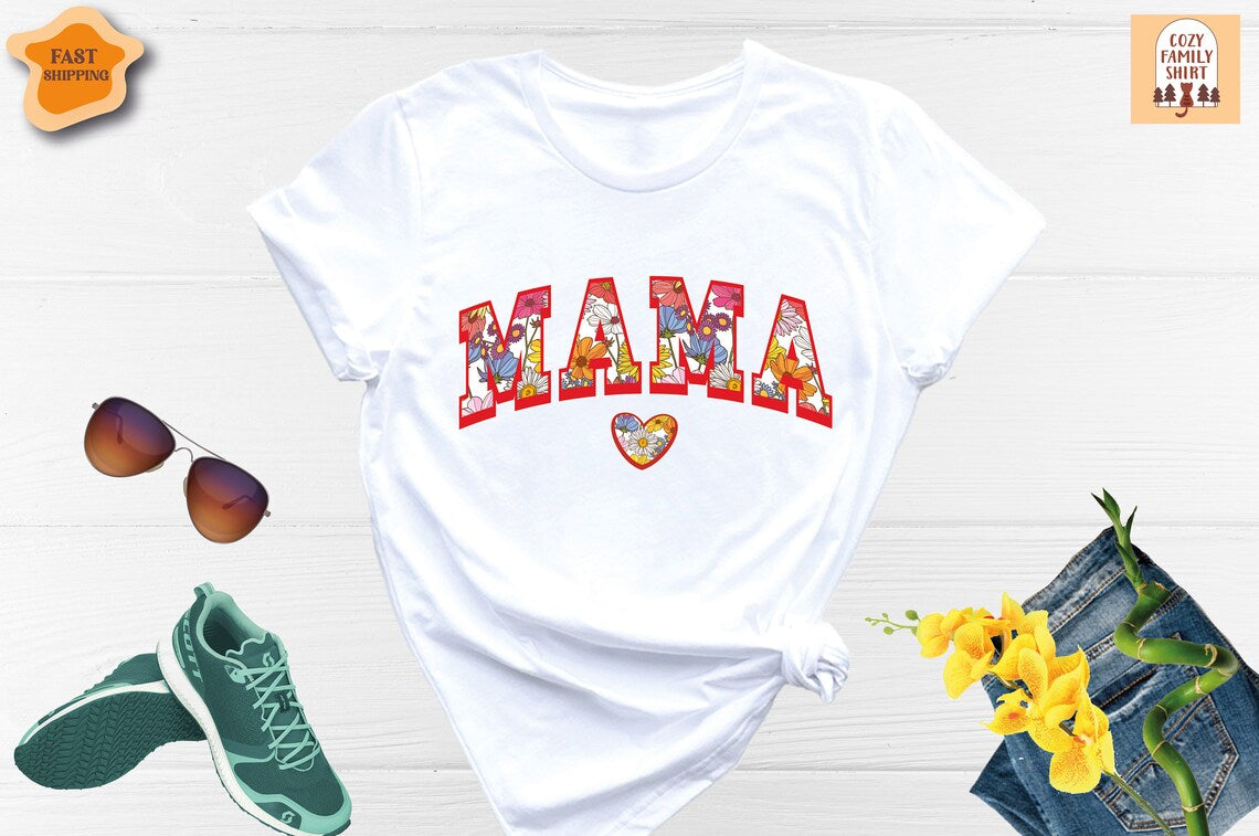 Unisex T-shirt Flower Mama Shirt, Floral Mama Shirt, Mama Shirt, Mothers Day Shirt, Mom Life Shirt, Flower Lover Mom Shirt, New Mom Shirt, Cool Mom Shirt