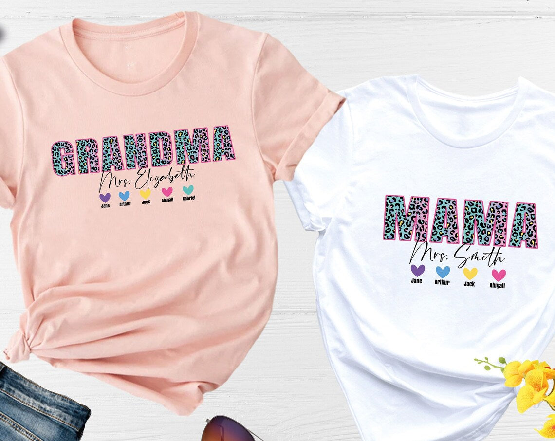 Unisex T-shirt Custom Grandma Shirt, Custom Mama Shirt, Grandma and Kids Shirt, Mama and Kids Shirt, Nana Shirt, Mom Shirt, Mother Shirt, Mothers Day