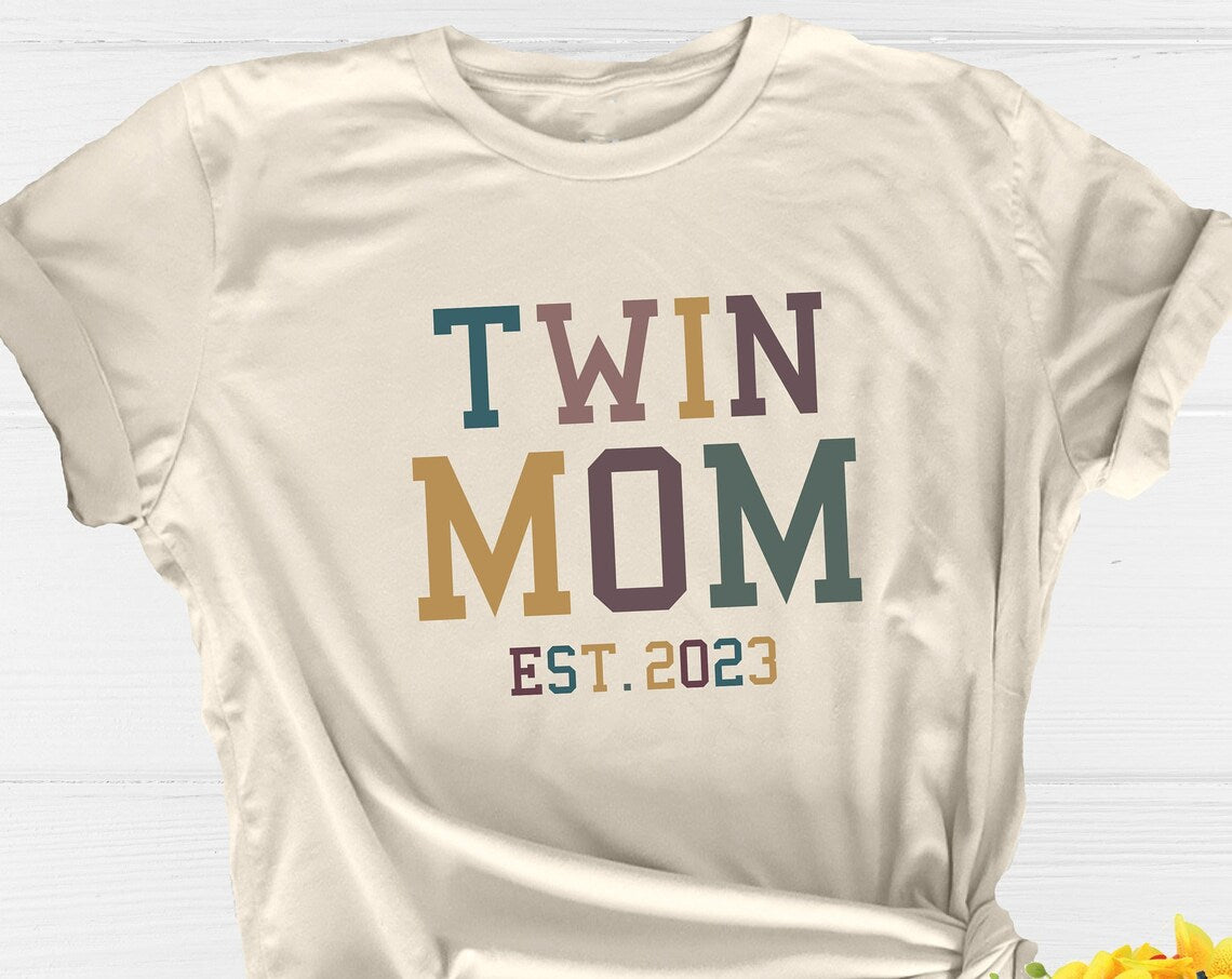 Unisex T-shirt Twin Mama Shirt, Mother of Twins, Mama Shirt, Mothers Day Shirt, Mom Life Shirt, New Mom Shirt, Cool Mom Shirt, Pregnancy Announcement Shirt