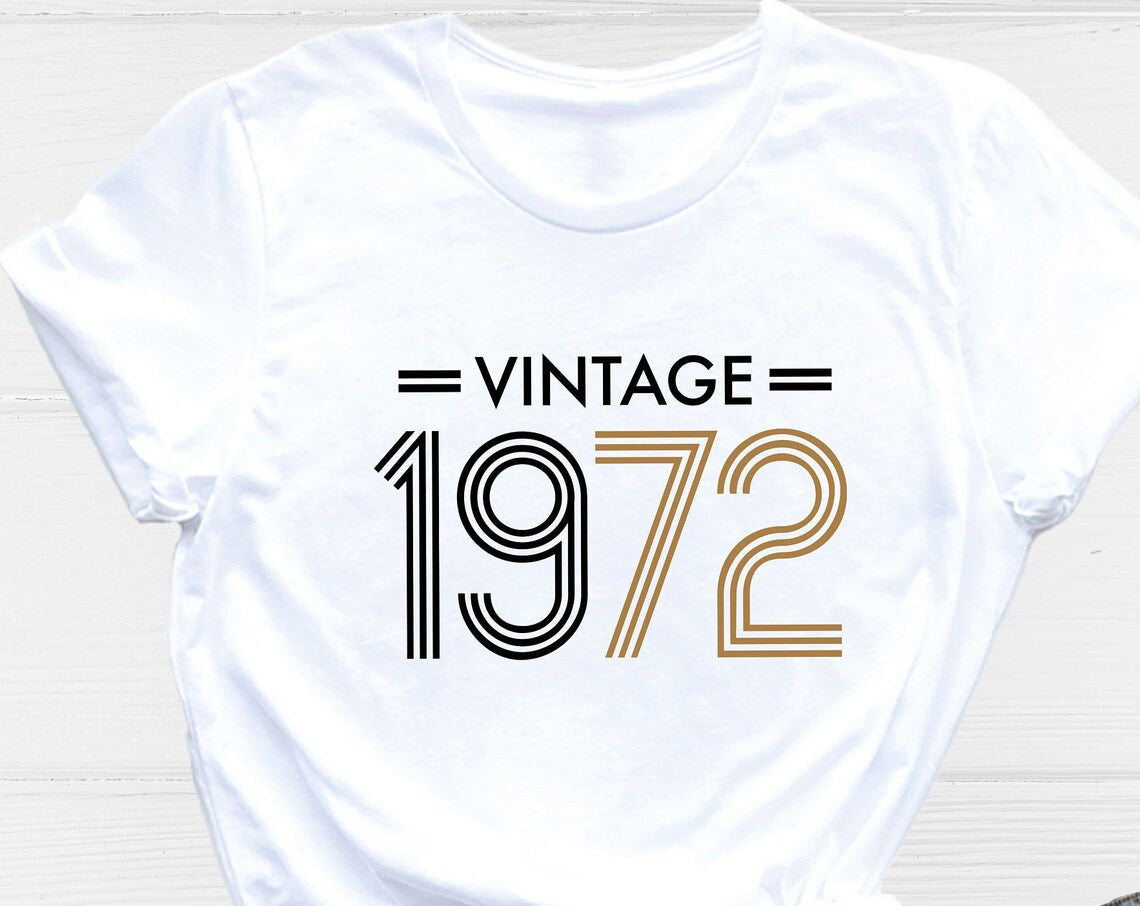 Unisex T-shirt Birthday Shirt, Birth Year Shirt, Vintage 1972 Shirt, Custom Birthday Shirt, Birthday Party Shirt, 51st Birthday Shirt, 1972 Birthday Shirt