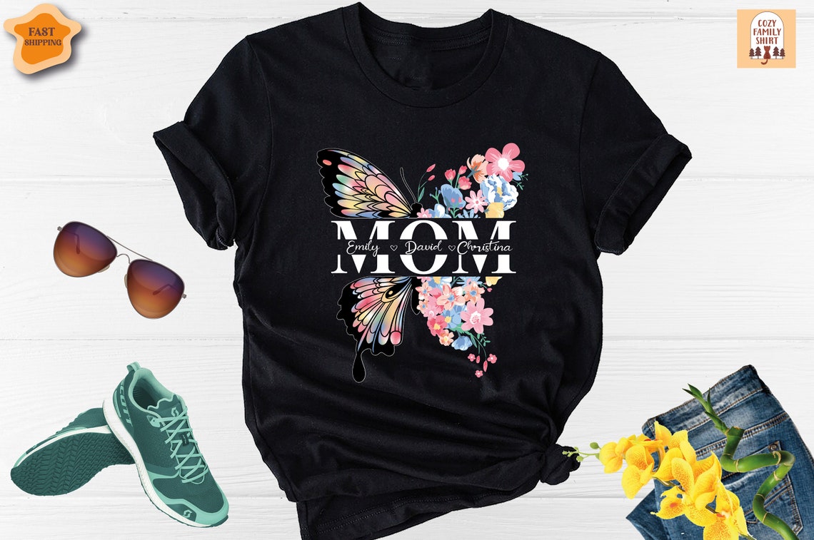 Unisex T-shirt Butterfly Mom Shirt, Floral Mom Shirt, Mother's Day Shirt, Mom Shirt, Mama Shirt, Mother Shirt, Mom Life Shirt, Mom Lover Shirt