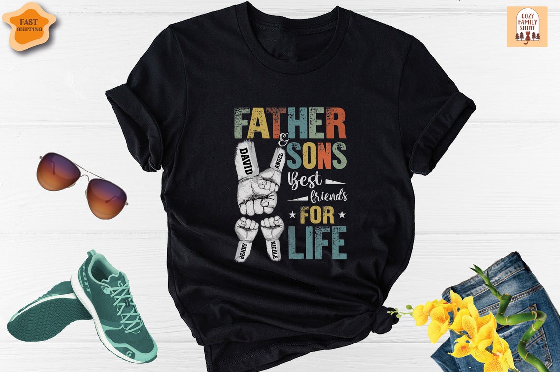 Unisex T-shirt Father and Son Best Friends for Life Shirt, Custom Dad Shirt, Father and Sons Shirt, Father's Day Shirt, Dad Best Friend Shirt, Dad Life