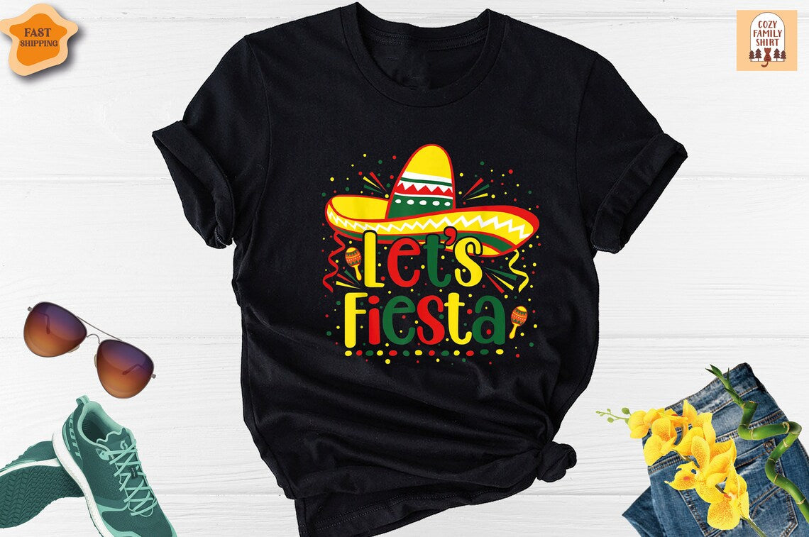 Unisex T-shirt Lets Fiesta Shirt, Cinco De Mayo Shirt, Mexican Fiesta, 5 De Mayo Shirt, Mexican Festival Shirt, Happy Cinco De Mayo Shirt, Fiesta Party Tee