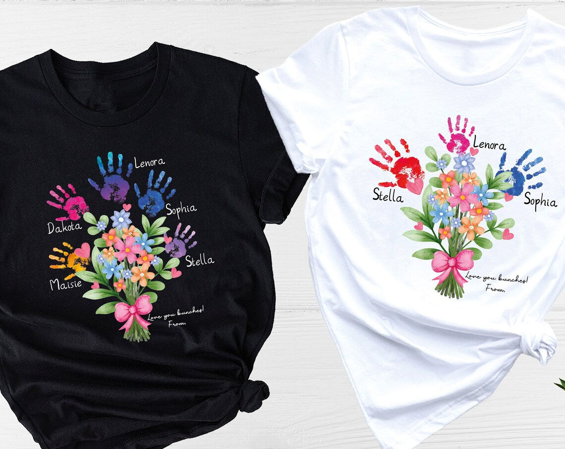 Unisex T-shirt Flower Mama Shirt, Mothers Garden Shirt, Grandparents Shirt, Mothers Day Shirt, Floral Mama Shirt, Custom Grandma Shirt, Kids Names Tee