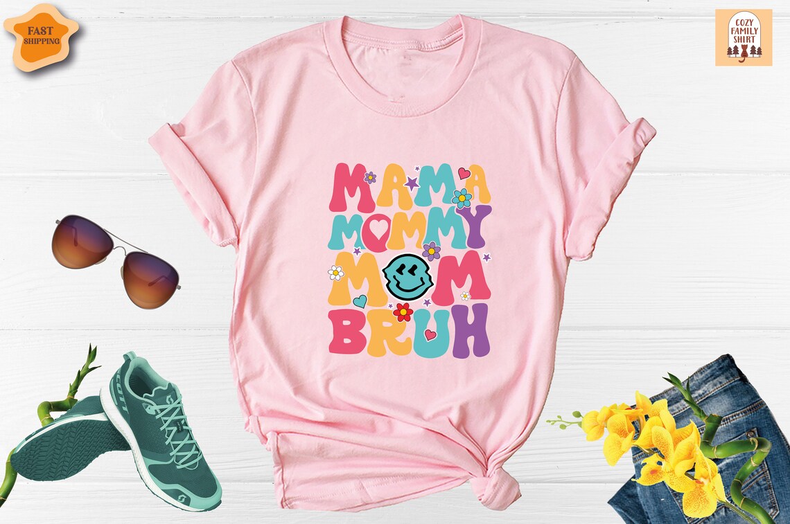 Unisex T-shirt Mama Mommy Mom Bruh Shirt, Retro Vintage Mama Shirt, Mothers Day Shirt, Mom Life Shirt, Lover Mom Shirt, Blessed Mama Shirt, Boho Shirt