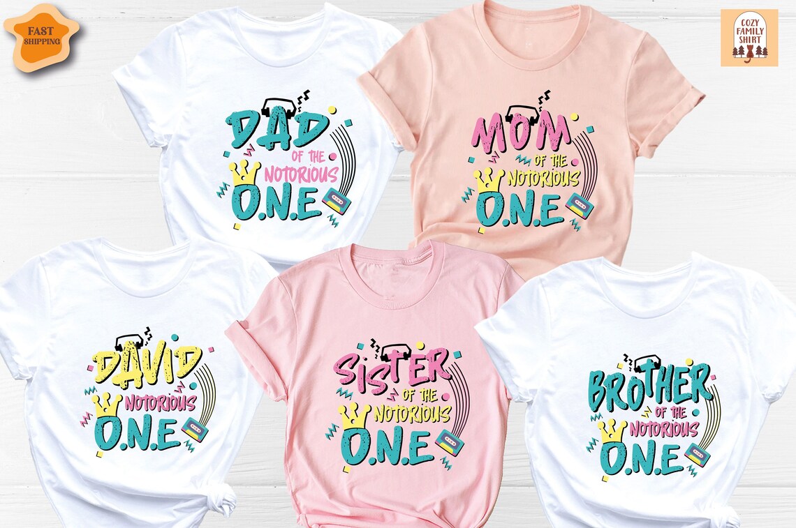 Unisex T-shirt Notorious One Birthday Shirt, First Birthday Shirt, Baby Birthday Shirt, Birthday Boy Shirt, Family Birthday Shirt, Hip Hop Birthday Shirt