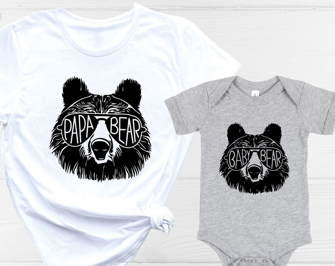 Unisex T-shirt Papa Bear Baby Bear Shirt, New Dad Shirt, Dad And Son Shirts, Bears Lover Family Tee, Fathers Day Shirt, Bear Family Shirts