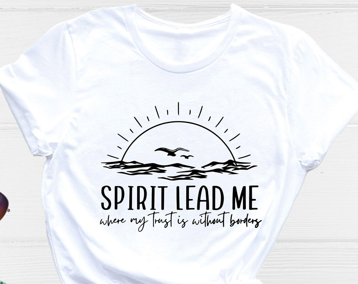 Unisex T-shirt Spirit Lead Me Shirt, Sun Waves Tee, Bible Verse Shirt, Christian Shirt, Religious Tee, Bible Quotes Shirt, Jesus Shirt, Baptism Shirt