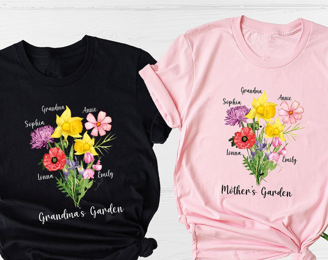 Unisex T-shirt Grandmas Garden Shirt, Mothers Garden Shirt, Grandparents Shirt, Mothers Day Shirt, Flower Mama Shirt, Custom Grandma Shirt, Kids Names Tee