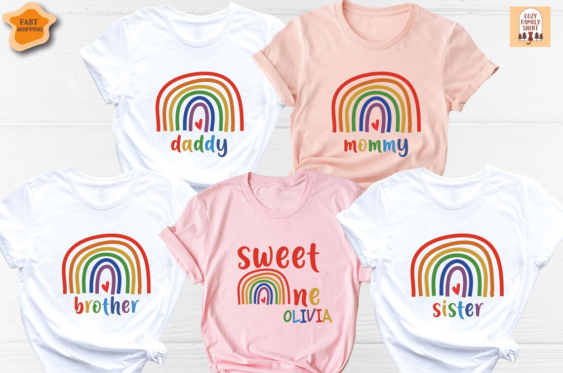 Unisex T-shirt Rainbow Shirt, Baby Shower Shirt, New Baby Shirt, Rainbow Birthday Shirt, Birthday Girl Shirt, Custom Rainbow Shirt, New Mom Shirt