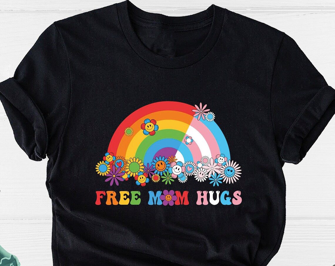 Unisex T-shirt Free Mom Hugs Shirt, Pride Mom Shirt, Pride Shirt, Gay Mom Pride, Free Mom Hugs Shirt, Pride Heart Shirt, Gay Shirt, Lesbian Shirt,