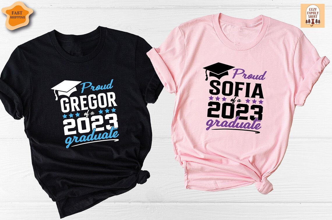 Unisex T-shirt Proud Family of Graduate Shirt, Graduation Family Shirts, Matching 2023 Senior Shirt, Custom Graduation Shirt, Graduation 2023 Shirt