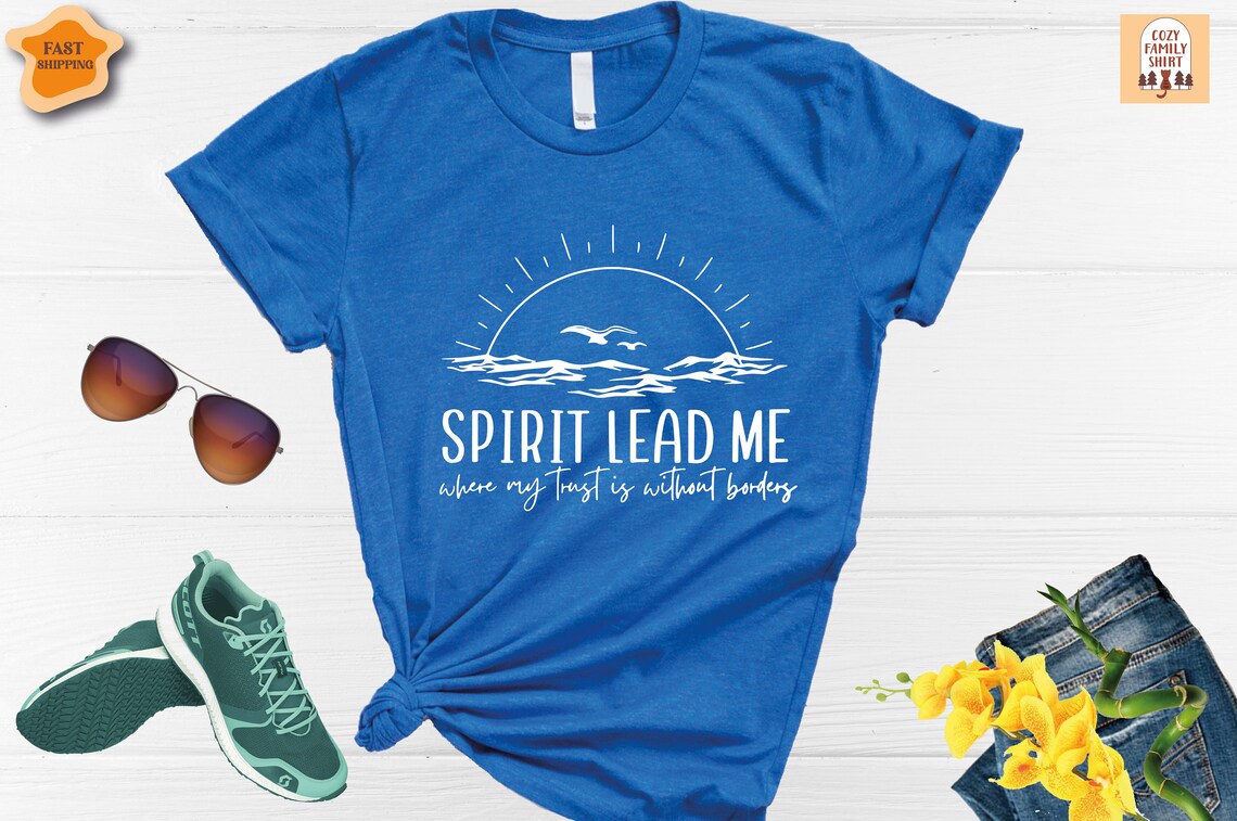 Unisex T-shirt Spirit Lead Me Shirt, Sun Waves Tee, Bible Verse Shirt, Christian Shirt, Religious Tee, Bible Quotes Shirt, Jesus Shirt, Baptism Shirt