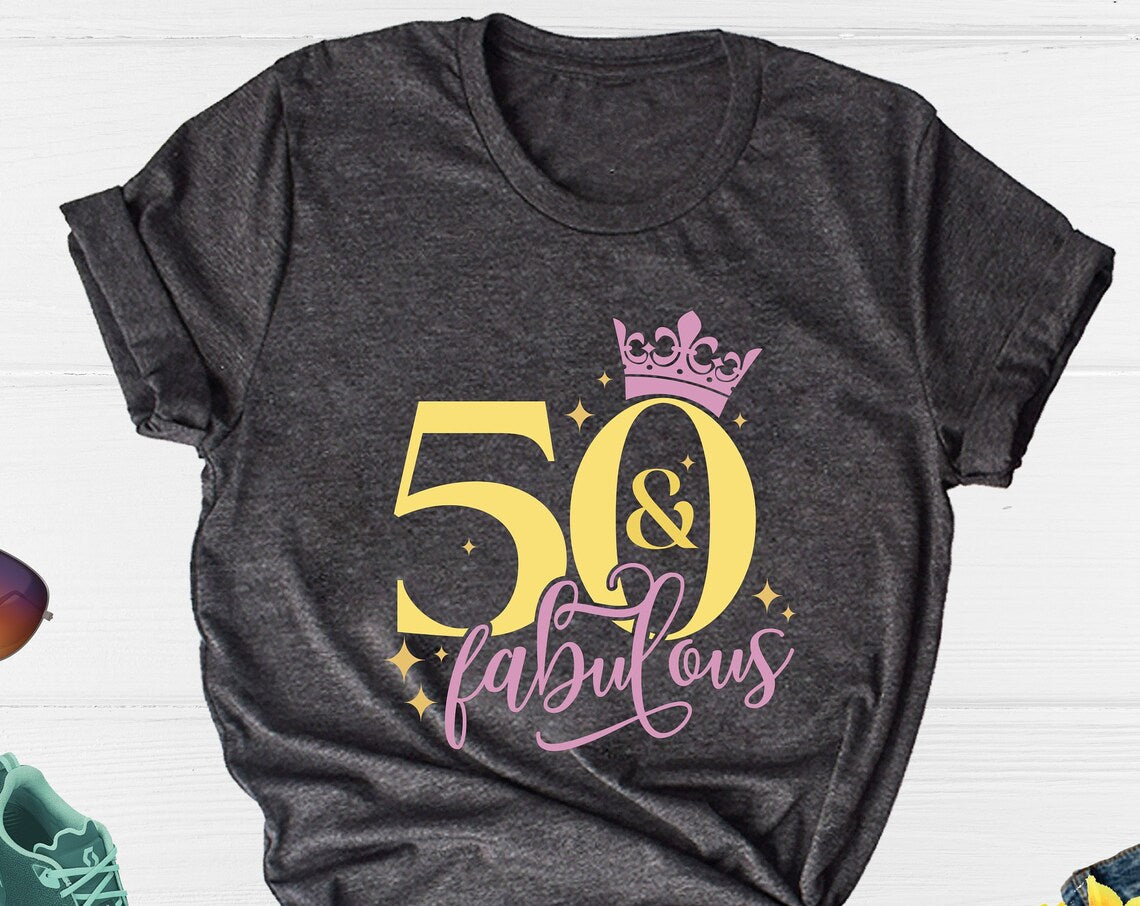 Unisex T-shirt Birthday Shirt, 50th Birthday Shirt, 50 and Fabulous Shirt, Birthday Queen Shirt, Birthday Party Shirt, 50 Years Old Shirt, Hello 50 Shirt