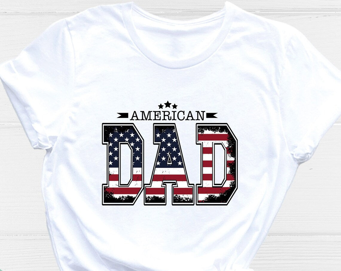 Unisex T-shirt American Dad Shirt, Father's Day Shirt, Patriotic Shirt, 4th of July Shirt, Red Blue White Dad, American Dad Shirt, USA Flag Shirt