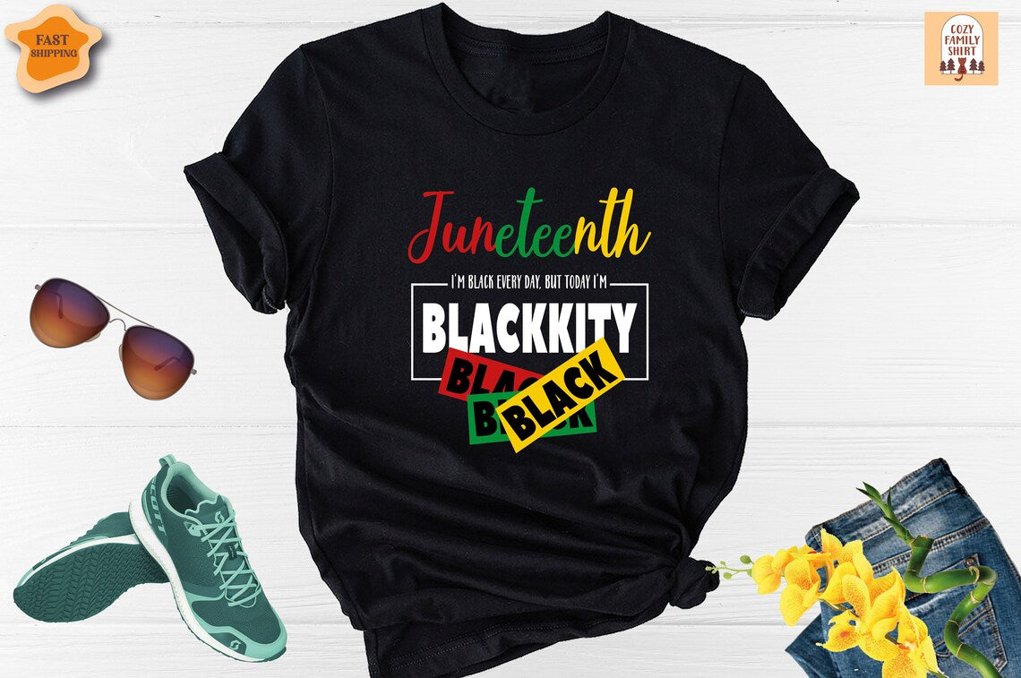 Unisex T-shirt Juneteenth Shirt, Juneteenth Blackkity Shirt, Womens Juneteenth Shirt, Black History Shirt, Black Lives Matter Shirt, Freeish Since 1865