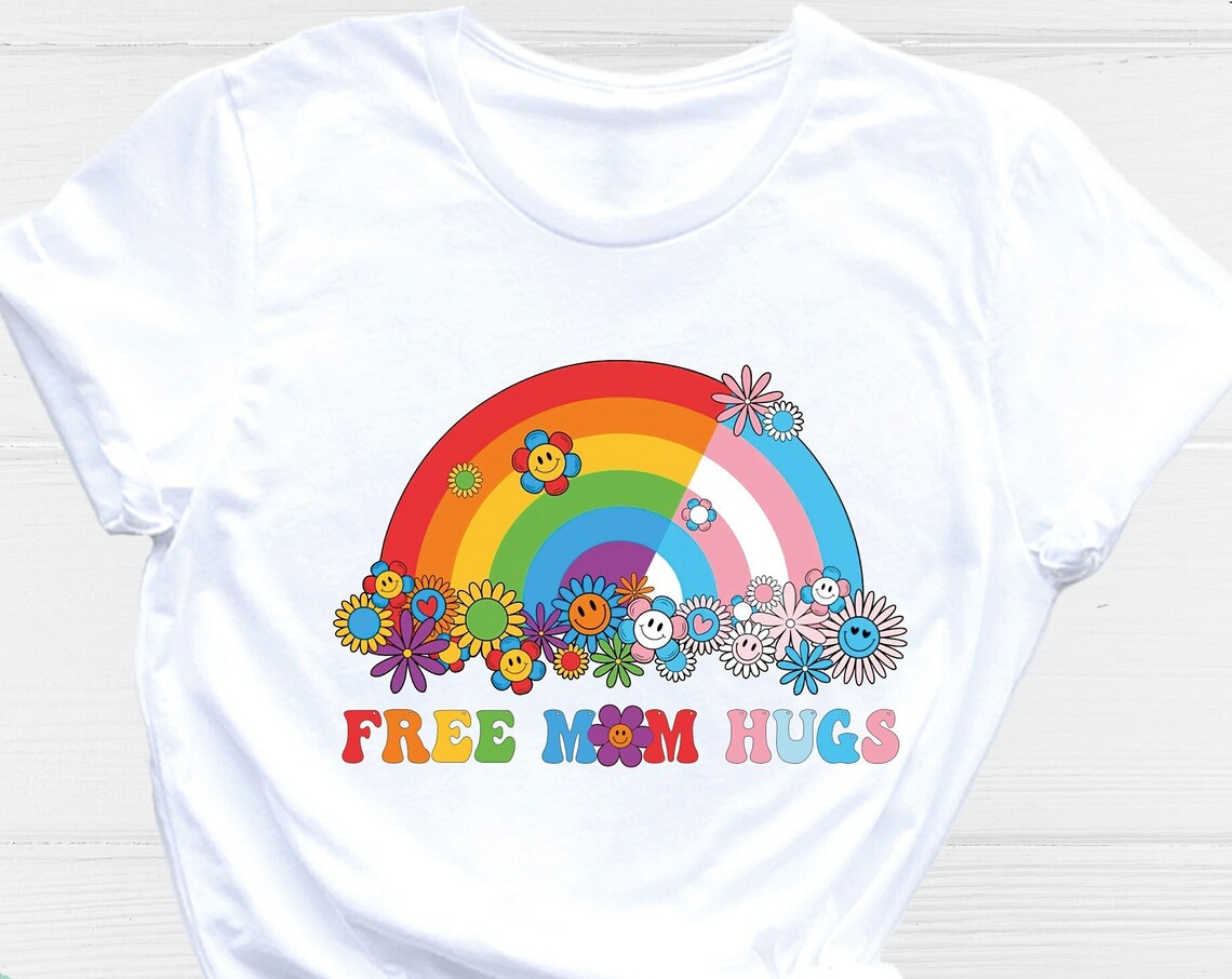 Unisex T-shirt Free Mom Hugs Shirt, Pride Mom Shirt, Pride Shirt, Gay Mom Pride, Free Mom Hugs Shirt, Pride Heart Shirt, Gay Shirt, Lesbian Shirt,